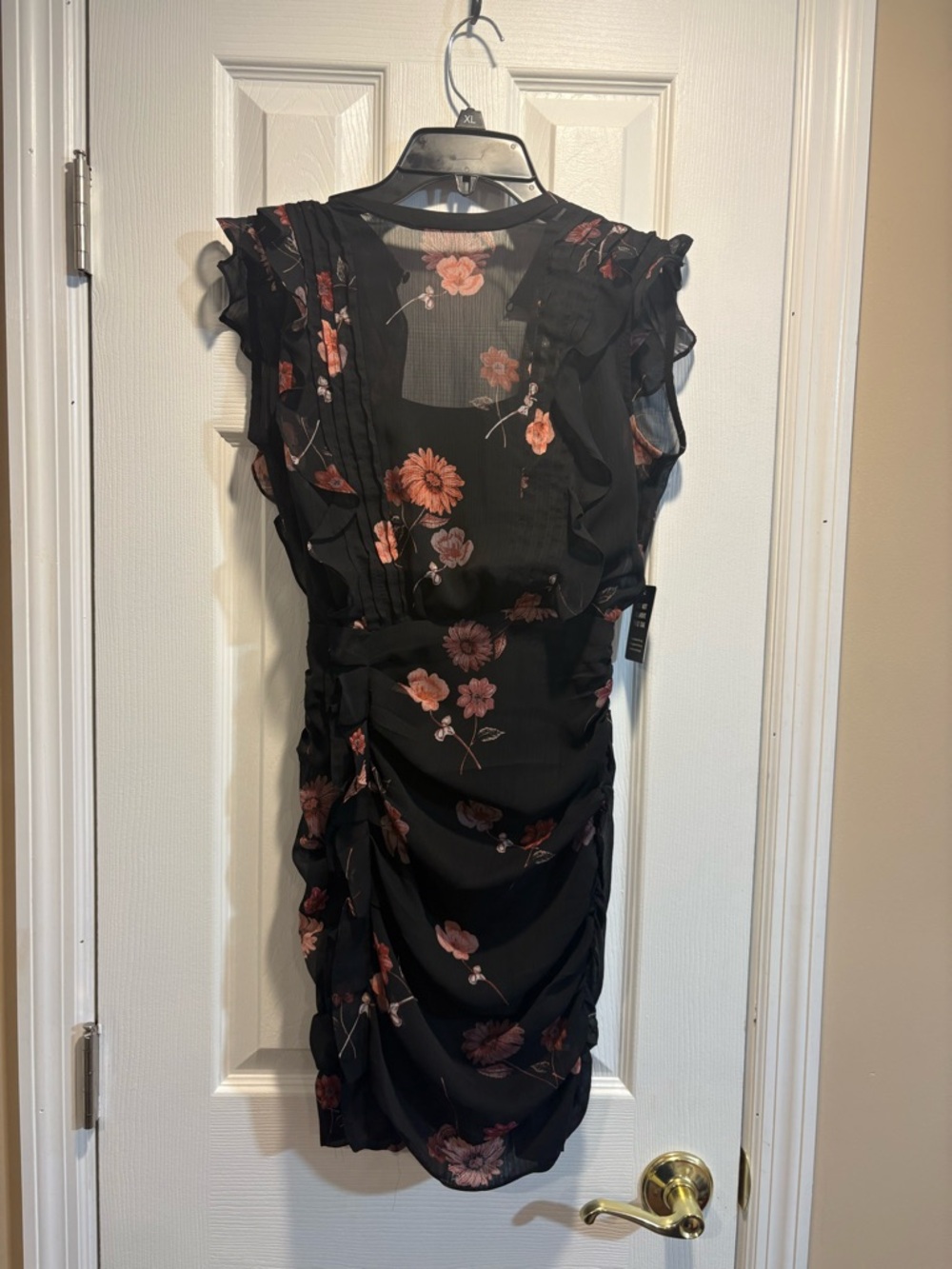 Express Black Mini Dress with Rose Floral Print cottagecore XXS - Picture 2 of 6
